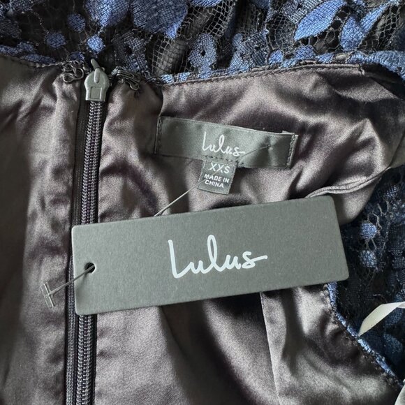 Lulus - NWT - Molinetto Navy Blue Lace Ruffled Tiered Sleeveless Maxi Dress - Picture 7 of 7